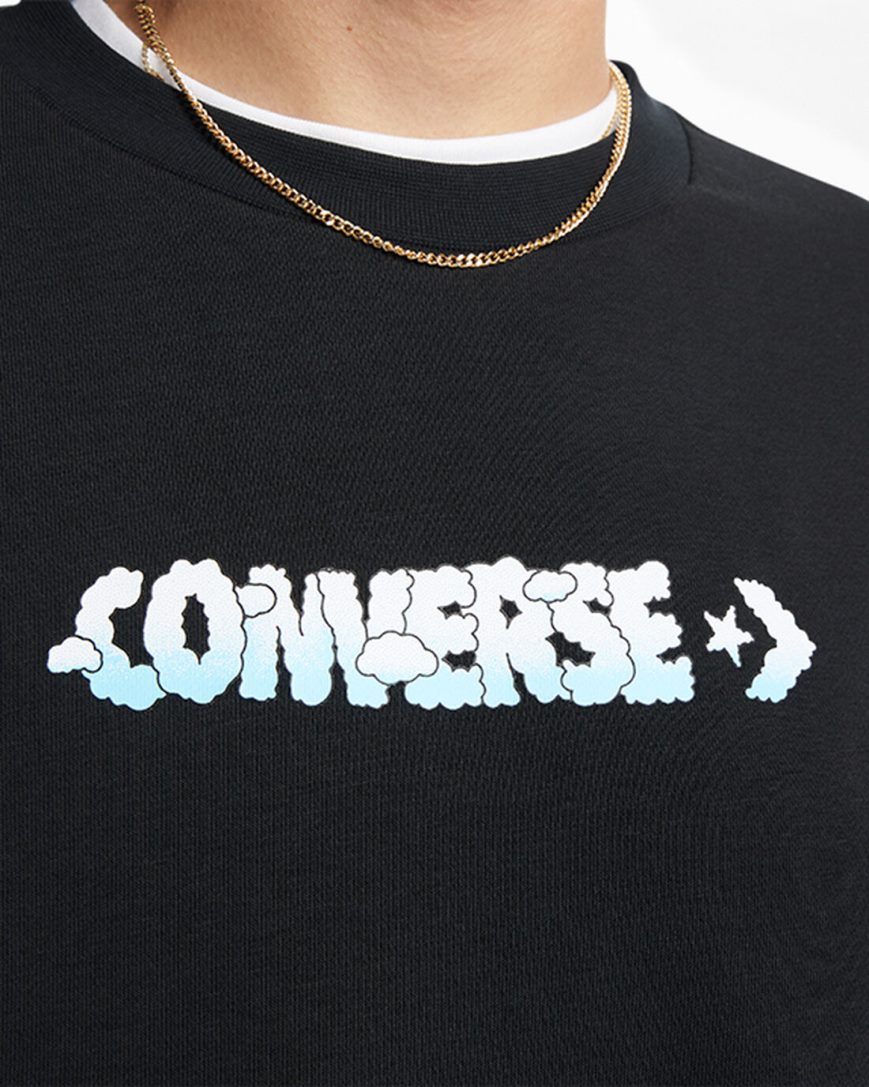 Mikiny Converse Cloud Grafika Long Sleeve Crew Panske Čierne | SK R11SLH8